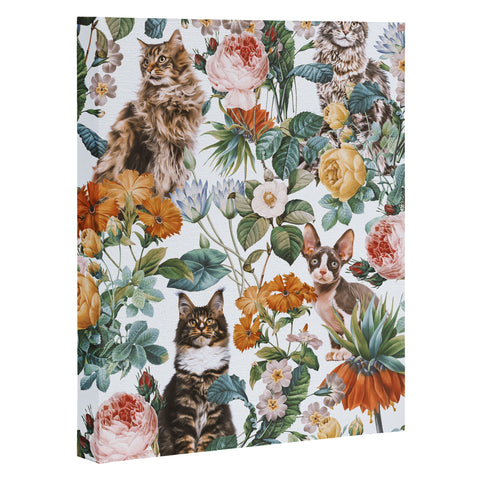 Burcu Korkmazyurek Cat and Floral Pattern III Art Canvas