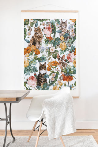 Burcu Korkmazyurek Cat and Floral Pattern III Art Print And Hanger