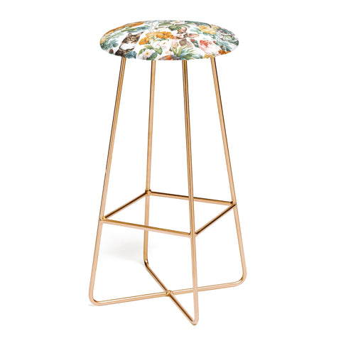 Burcu Korkmazyurek Cat and Floral Pattern III Bar Stool