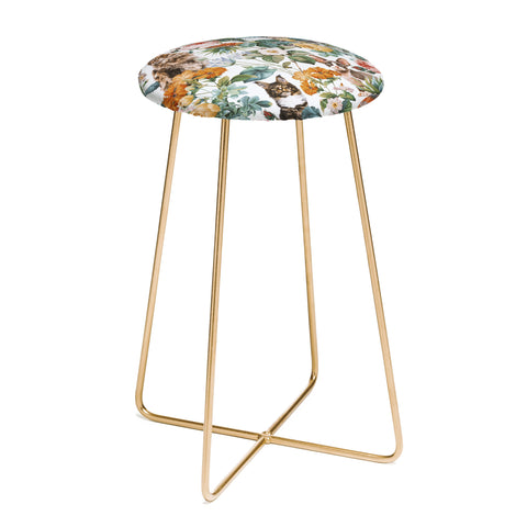 Burcu Korkmazyurek Cat and Floral Pattern III Counter Stool