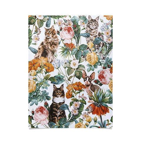 Burcu Korkmazyurek Cat and Floral Pattern III Poster