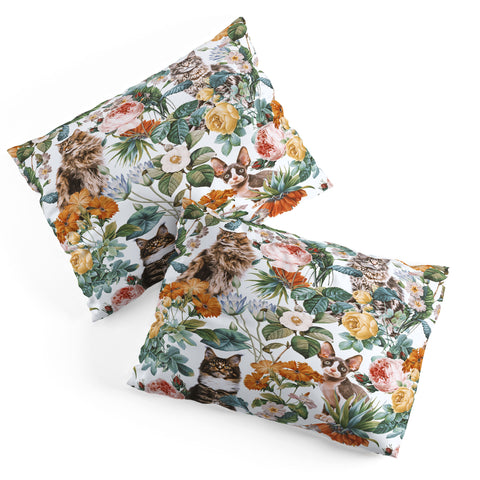 Burcu Korkmazyurek Cat and Floral Pattern III Pillow Shams