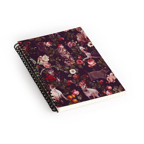 Burcu Korkmazyurek Cat and Floral Pattern Spiral Notebook