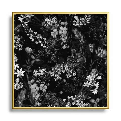 Burcu Korkmazyurek DARK FLOWER II Metal Square Framed Art Print