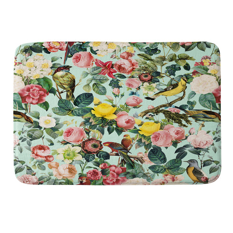 Burcu Korkmazyurek Floral and Birds III Memory Foam Bath Mat