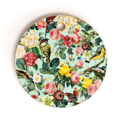 Burcu Korkmazyurek Floral and Birds III Cutting Board Round