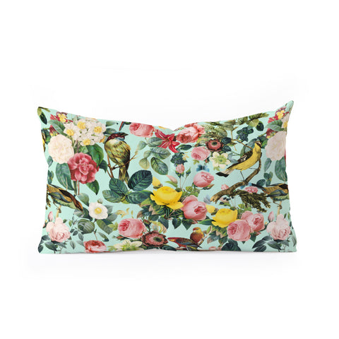 Burcu Korkmazyurek Floral and Birds III Oblong Throw Pillow