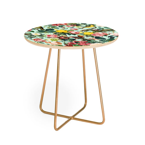 Burcu Korkmazyurek Floral and Birds III Round Side Table