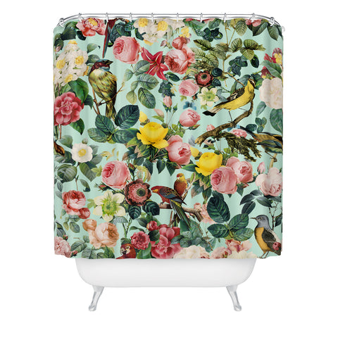Burcu Korkmazyurek Floral and Birds III Shower Curtain