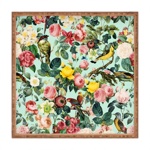 Burcu Korkmazyurek Floral and Birds III Square Tray