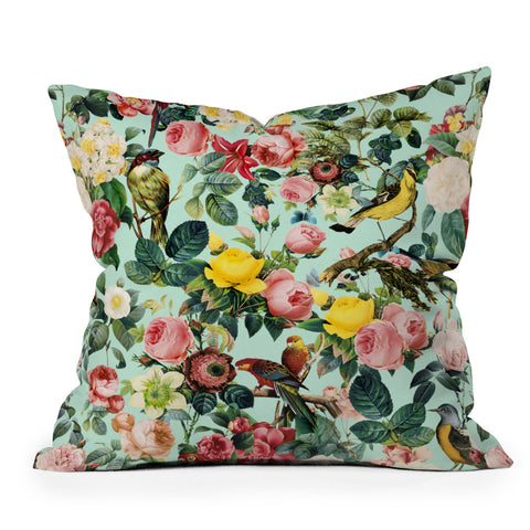 Burcu Korkmazyurek Floral and Birds III Throw Pillow