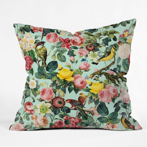 Burcu Korkmazyurek Floral and Birds III Outdoor Throw Pillow