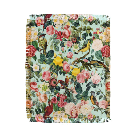 Burcu Korkmazyurek Floral and Birds III Throw Blanket
