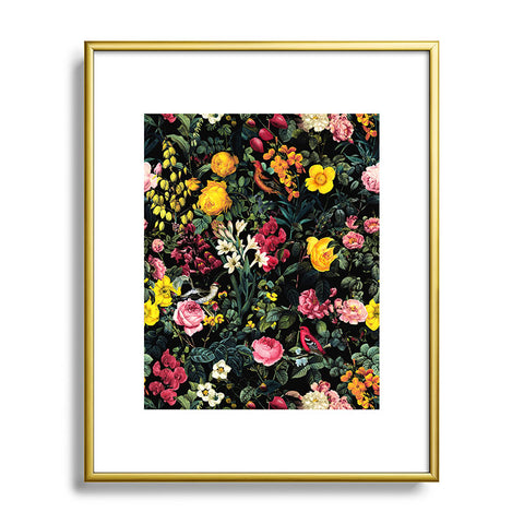 Burcu Korkmazyurek Floral and Birds Pattern Metal Framed Art Print