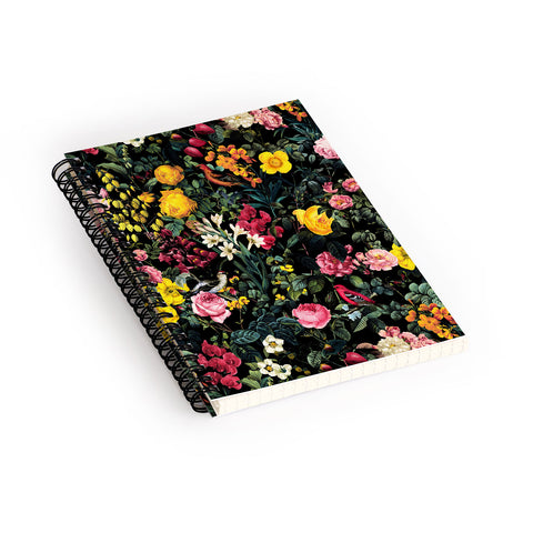Burcu Korkmazyurek Floral and Birds Pattern Spiral Notebook