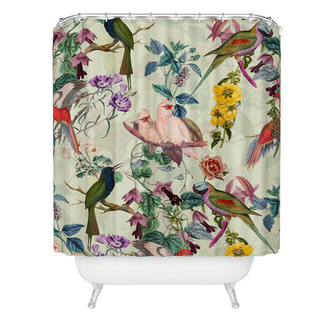 Burcu Korkmazyurek Floral and Birds VIII Shower Curtain