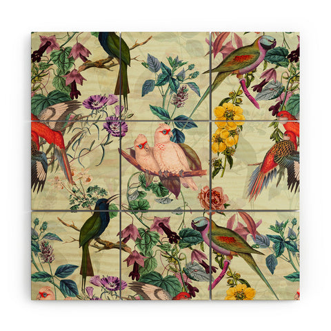 Burcu Korkmazyurek Floral and Birds VIII Wood Wall Mural