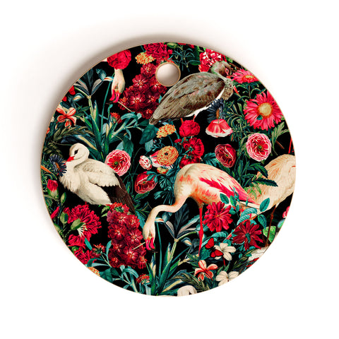 Burcu Korkmazyurek FLORAL AND BIRDS XIV Cutting Board Round