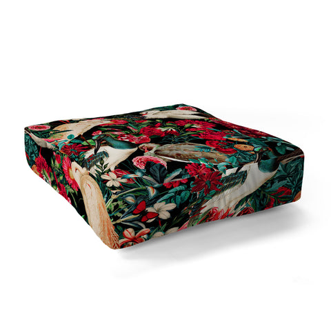 Burcu Korkmazyurek FLORAL AND BIRDS XIV Floor Pillow Square
