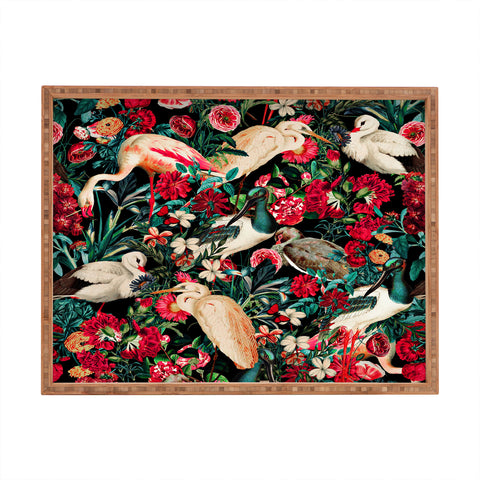 Burcu Korkmazyurek FLORAL AND BIRDS XIV Rectangular Tray