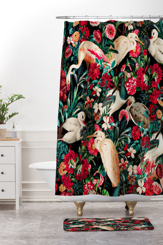 Burcu Korkmazyurek FLORAL AND BIRDS XIV Shower Curtain And Mat