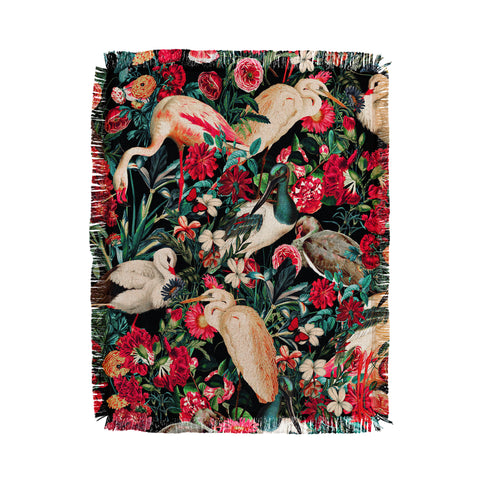 Burcu Korkmazyurek FLORAL AND BIRDS XIV Throw Blanket