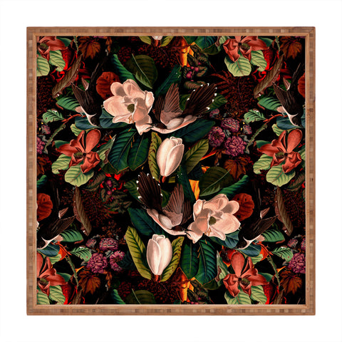 Burcu Korkmazyurek FLORAL AND BIRDS XXI Square Tray