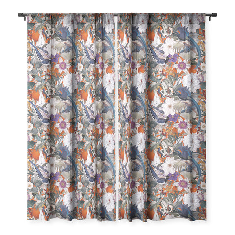 Burcu Korkmazyurek Floral and Birds XXVI Sheer Window Curtain