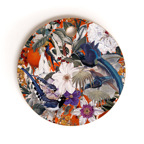 Burcu Korkmazyurek Floral and Birds XXVI Cutting Board Round