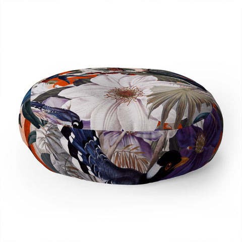 Burcu Korkmazyurek Floral and Birds XXVI Floor Pillow Round