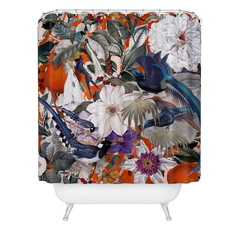 Burcu Korkmazyurek Floral and Birds XXVI Shower Curtain