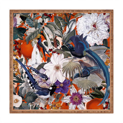 Burcu Korkmazyurek Floral and Birds XXVI Square Tray