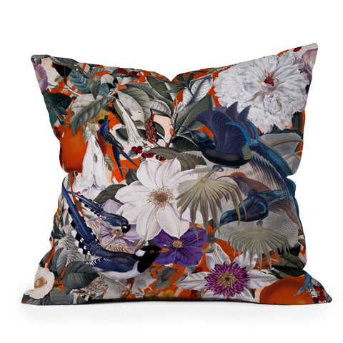 Burcu Korkmazyurek Floral and Birds XXVI Throw Pillow