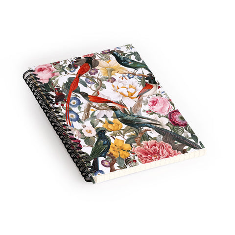 Burcu Korkmazyurek Floral and Birds XXXV Spiral Notebook