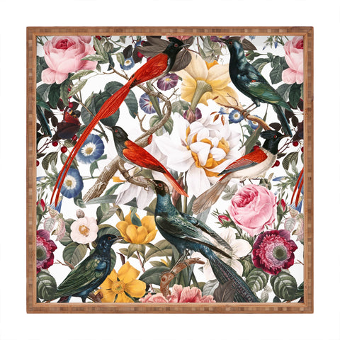 Burcu Korkmazyurek Floral and Birds XXXV Square Tray
