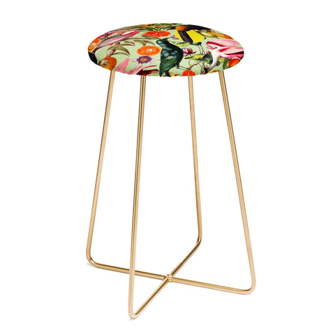 Burcu Korkmazyurek Floral and Birds XXXVII Counter Stool