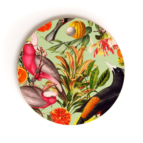 Burcu Korkmazyurek Floral and Birds XXXVII Cutting Board Round