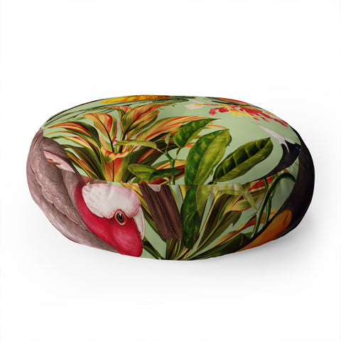 Burcu Korkmazyurek Floral and Birds XXXVII Floor Pillow Round