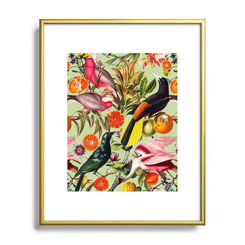 Burcu Korkmazyurek Floral and Birds XXXVII Metal Framed Art Print