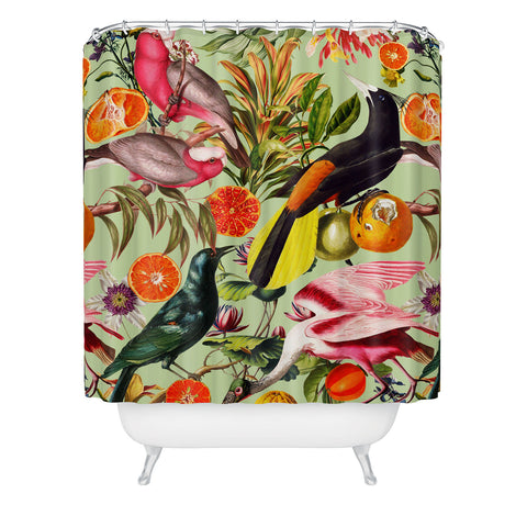 Burcu Korkmazyurek Floral and Birds XXXVII Shower Curtain