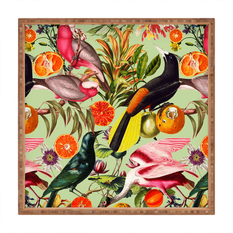 Burcu Korkmazyurek Floral and Birds XXXVII Square Tray