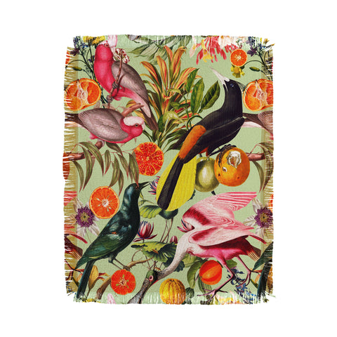 Burcu Korkmazyurek Floral and Birds XXXVII Throw Blanket