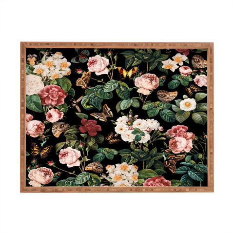 Burcu Korkmazyurek Floral and Butterflies Rectangular Tray