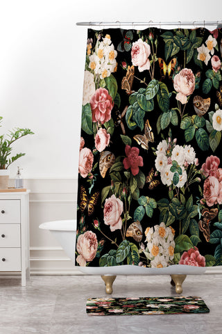 Burcu Korkmazyurek Floral and Butterflies Shower Curtain And Mat