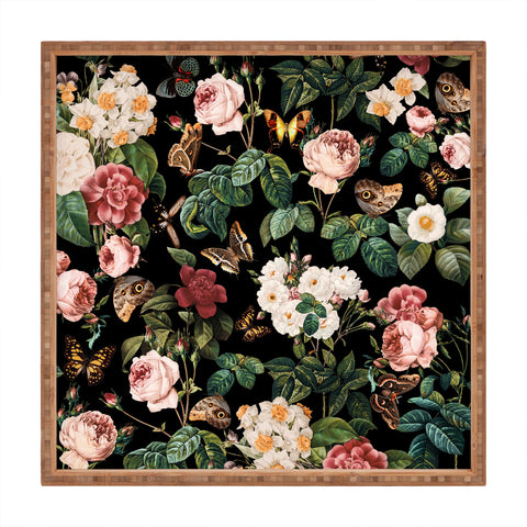 Burcu Korkmazyurek Floral and Butterflies Square Tray