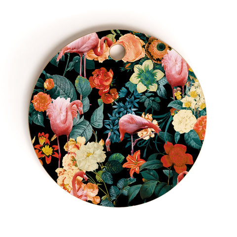 Burcu Korkmazyurek Floral and Flamingo II Cutting Board Round