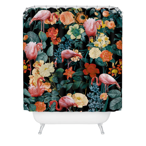 Burcu Korkmazyurek Floral and Flamingo II Shower Curtain