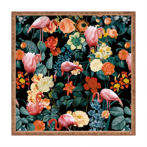Burcu Korkmazyurek Floral and Flamingo II Square Tray