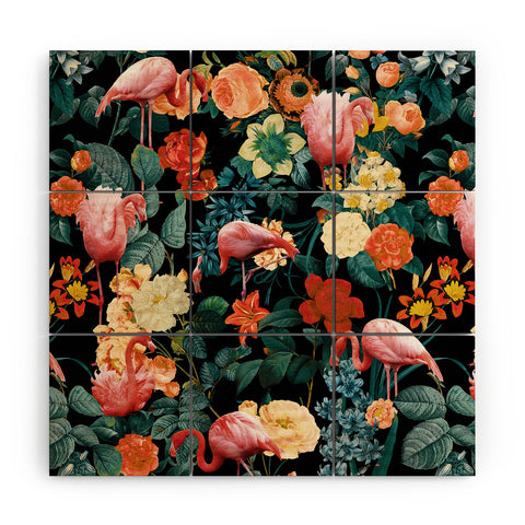 Burcu Korkmazyurek Floral and Flamingo II Wood Wall Mural