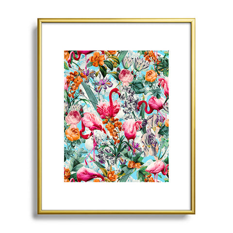 Burcu Korkmazyurek Floral and Flamingo VII Metal Framed Art Print